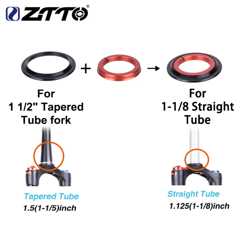 Рулевая колонка ZTTO 4452ST Конусная, ZS44 ZS52, 1-1/8 - 1.5"  + переходник под прямой и конусный шток фото 3