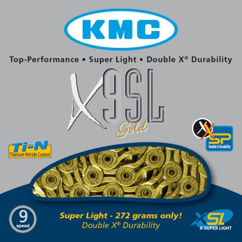 Цепь KMC X9 SL Gold замком 116 звеньев 9 звезд BOX