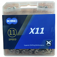 Цепь KMC X11 Silver/Black 1/5 X 11/128 118 ланок з замком в боксі, оригінал