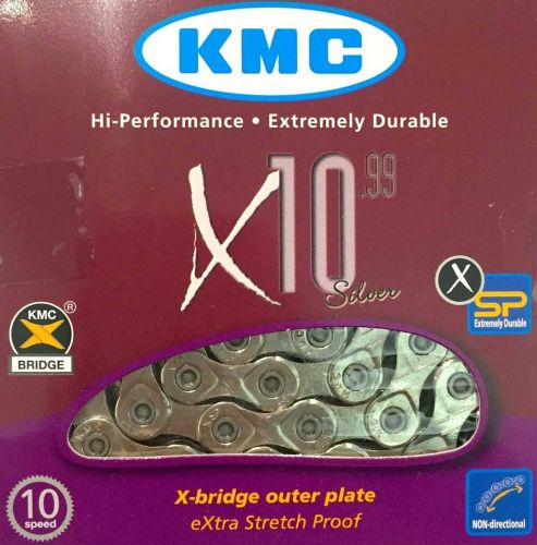 Цепь KMC X10.99 с замком, 116 звеньев, 10 звезд Серебристая